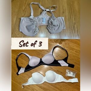 Glamorise Set of 3 Bras in Black, White, and Cream